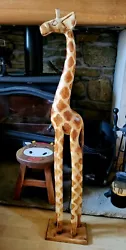 Buy Vintage Giraffe Large Wood Sculpture Ornament 100 Cms 3ft 3 Inch Good Condition • 39.50£