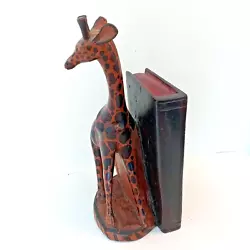Buy VTG Hand Carved Painted Wood 12  Giraffe & Book Heavy Bookend African Folk Art • 23.65£
