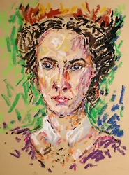Buy Woman Lady Portrait Impressionist Style Oil Pastel Original Painting • 40£