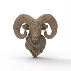Buy Ram Head STL File For CNC Router Aries Sculpture Bas Relief Digital 3D Model • 2.29£