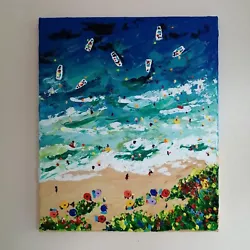 Buy Original Acrylic Painting On Stretched Canvas Impasto Marina Coastal Seascape  • 10£
