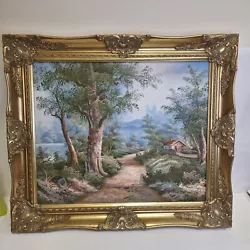 Buy Original Irene Cafieri Oil Painting Woodland Cottage In Beautiful Gold Frame • 75£