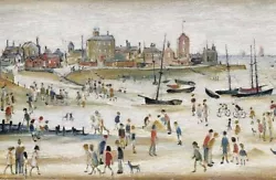 Buy Lowry Beach Framed Canvas Art Picture Print  30 X20 18m Lowry Style • 23.23£