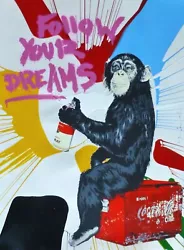 Buy Mr Brainwash Everyday Life 1/1 Hand Signed Follow Your Dreams Monkey Street Art • 9,004.78£