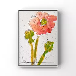 Buy Poppy Art Watercolour Poppies Painting Chic Cottagecore Wall Decor Original Art • 20.42£