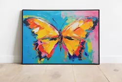Buy Contemporary Butterfly Painting Art Print Colourful Oil Wall Art Bright Nature • 3.99£