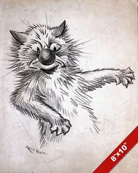 Buy Cat Playing With Ball In Face Louis Wain Sketch Painting Art Real Canvas Print • 11.19£