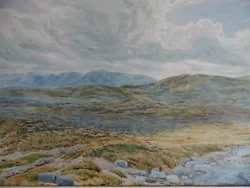 Buy Mountainous Landscape, Highland? Sun Through Clouds. Antique WC Monogram JS. • 70£