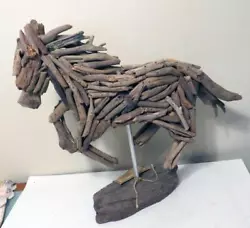 Buy Vintage Reclaimed Driftwood Running Horse Art Sculpture Handcrafted Ooak • 80.87£