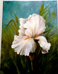 Buy WHITE IRIS 12x16 Original Oil Handmade New Art Painting By Artist Klein • 114.15£