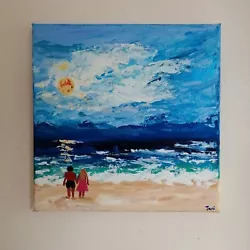 Buy Original Acrylic Painting On Stretched Canvas Impasto Romantic Sunset Beach • 3£
