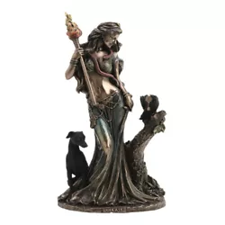 Buy Hecate Hekate Greek Goddess Of Magic With Torch And Dog Statue Cold Cast Bronze • 82.85£