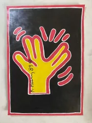 Buy Keith Haring Painting On Paper (Handmade) Signed And Stamped Mixed Media • 93.78£
