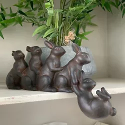 Buy Playing Rabbits Garden Ornament Resin Bronze Effect Figurine Bunny Figurines • 25.99£