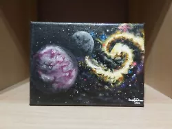 Buy Space Galaxy Painting - Collision Couse. Canvas 5  X 7  Acrylic Hand Painted • 15£