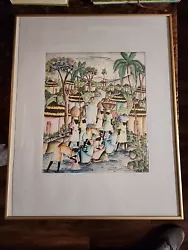 Buy Rony Laurent Haitian Village Scene Framed Painting 1986 • 124.99£