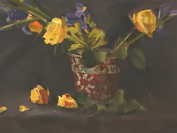 Buy William Savage - Contemporary Oil, Iris With Roses • 227£