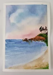 Buy BRAND NEW ARTWORK Original Watercolour Painting Beach Seaside 6” X 4” • 3.50£