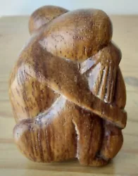 Buy Vintage Hand Carved Lovers Embrace Wood Sculpture - Made In Indonesia? • 24.95£