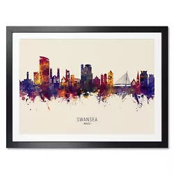 Buy Swansea Skyline, Poster, Canvas Or Framed Print, Watercolour Painting 15078 • 14.99£