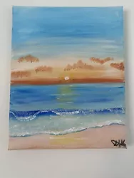 Buy Sunset Over Calm Waters -Acrylic Seascape Painting On A 8in By 10in Canvas • 15£