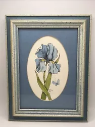 Buy Signed Carol Morrison Watercolor - 1978 Beautiful Framed Matted Iris Picture • 20.39£