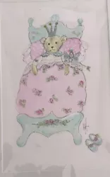 Buy Original Watercolours Signed By Artist Beautiful Teddy Bear In His Bedwith A Fa • 125£