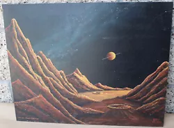 Buy 1970s Morris Scott Dollens Original Painting Sci-Fi Space Art MSD Saturn Iapetus • 420.12£