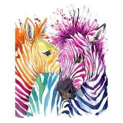 Buy Rainbow Zebra Painting Unframed Wall Art Print Poster Home Decor • 11.99£