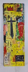 Buy LARGE PAINTING JEAN-MICHEL BASQUIAT 1982 ACRYLIC ON CANVAS 59 X 20 In. NICE • 388.22£