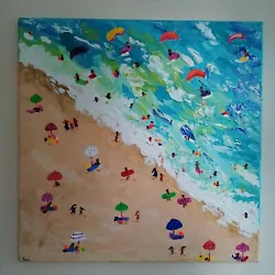 Buy Original Acrylic Painting Wall Art Impressionist Fun Kite Surfing Beach Seascape • 10£