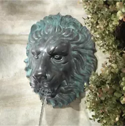 Buy ✨NEW Florentine Lion Head Spouting Bronze Garden Wall Sculpture, 11 Wx6 Dx13 H • 931£