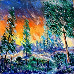 Buy Orange Sunset Landscape.Bill Baker,direct From Artist.original Oil Painting. • 16£