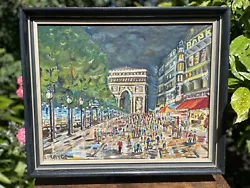 Buy The Champs Elysees By Night, Oil On Artist Board C.1980 Stronge • 120£