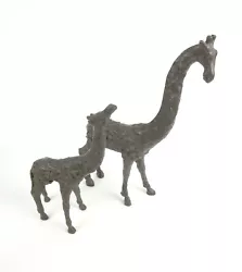 Buy Bronze Mom & Baby Giraffe Sculptures Decor Large & Heavy Read! • 39.21£