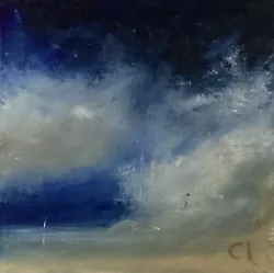 Buy Original Oil Painting Seascape Clouds 6 X 6ins Dorset Artist Christine Ingram • 20£