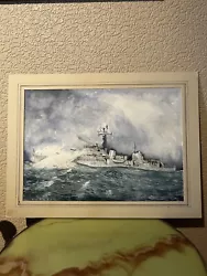 Buy Brian Huby 20th C Watercolour Painting Of A Ship In The Ocean Original Unframed • 15£