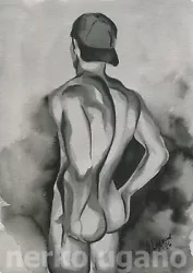 Buy Original Hand Painted Artwork Watercolor Painting Gay Man Male Nude • 56.27£