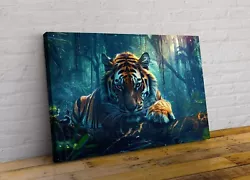 Buy Tiger Stare In Jungle Cat Animal Canvas Wall Art Painting Picture Poster Print • 11.99£