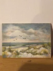 Buy Vintage Oil On Board Painting Seaside Beach L Sheldon 1974 • 10£