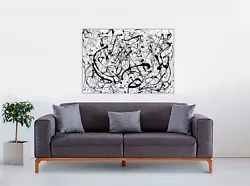 Buy Jackson Pollock Black And White Paint Picture RePrint On Framed Canvas Wall Art • 25.49£