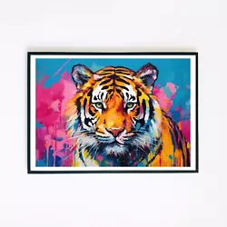 Buy Tiger Abstract Colourful Painting Illustration A5 Retro Wall Decor Art Print  • 4.95£