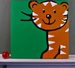 Buy Vintage Original Nursery Painting Acrylic On Chipboard Baby Tiger Hand Painted J • 25£