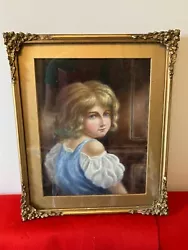 Buy Antique Pastel Painting Portrait Young Girl Signed M Drew Framed Art Collectible • 48£