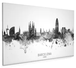 Buy Barcelona Skyline, Poster, Canvas Or Framed Print, Watercolour Painting 11448 • 33.99£