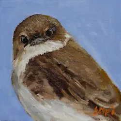 Buy Bank Swallow, Original Bird Oil Painting On Paper, 4x4 Inch Unframed • 15.52£