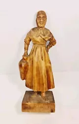 Buy Vintage Hand Carved Wooden German Woman Folk Art Sculpture ~ 16 Cm Tall • 23.50£