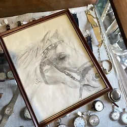 Buy Original Pencil Painting Vintage Antique Sketch Horse Mare Pony Equestrian • 25£