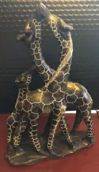Buy African Shona Stone Art Scupture 9.5'' Kissing Giraffe Pair And Baby • 44.92£