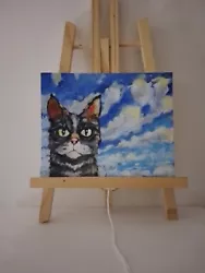 Buy Cat Painting Vintage Style Impressionism Small Painting Paper • 20£